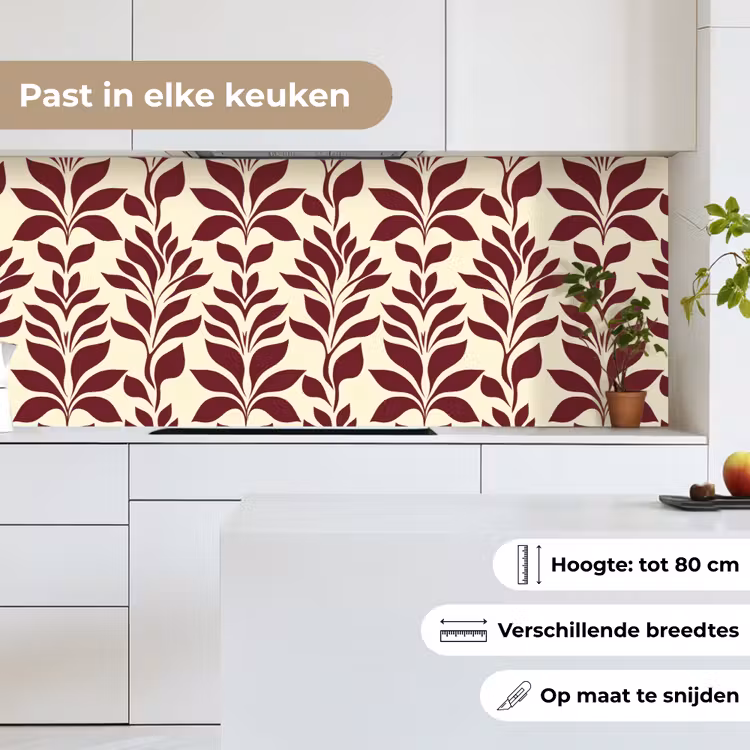 Abstract - Bladeren - Burgundy keuken achterwand 2 middel 871 -sfeer4_NL