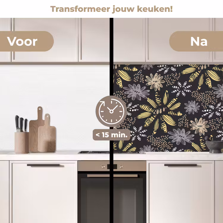 Abstract - Bloemen - Patronen keuken achterwand 2 middel 871 -voor-na2_NL