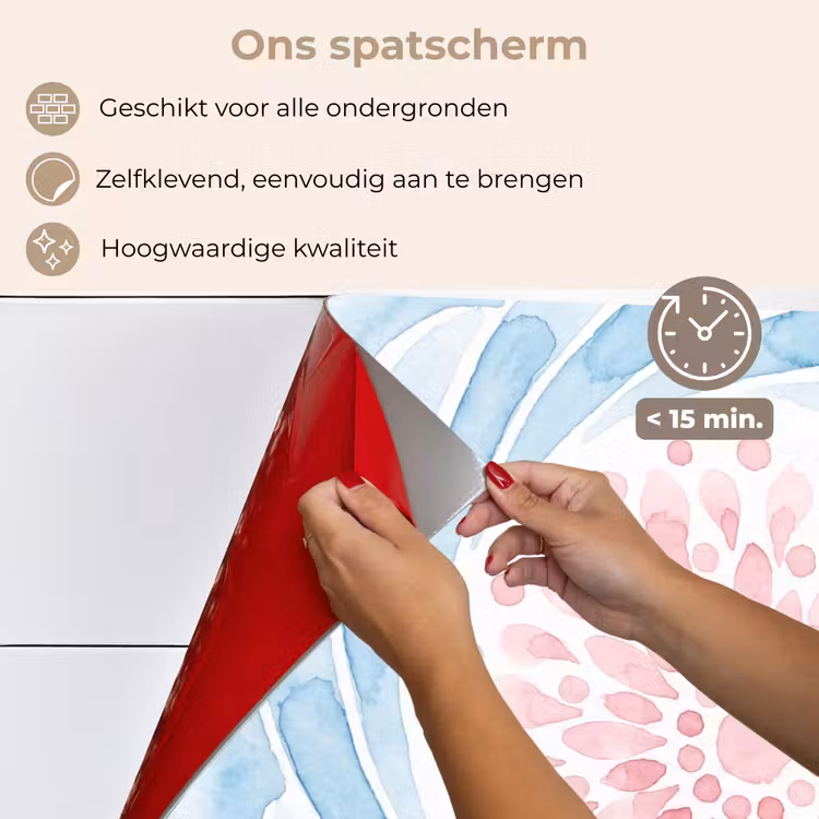 Abstract - Bloemvorm - Aquarel - Roze - Blauw keuken achterwand spatscherm klein -spatscherm_NL