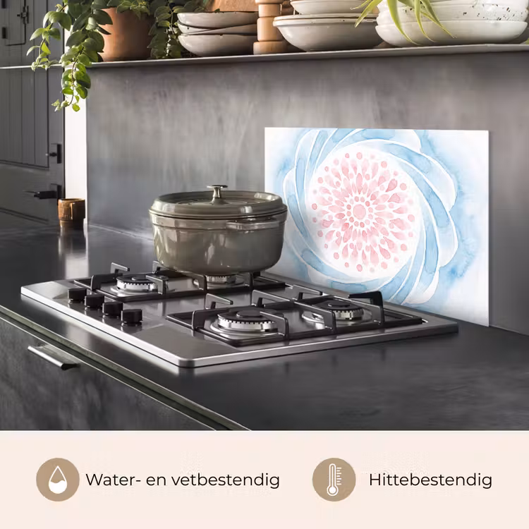 Abstract - Bloemvorm - Aquarel - Roze - Blauw keuken achterwand spatscherm klein -usp_NL