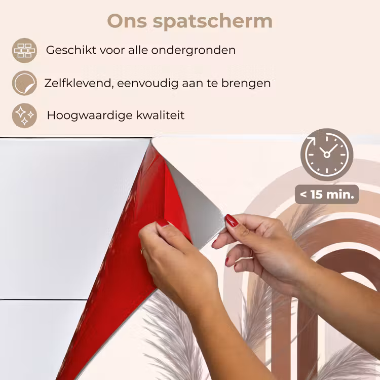 Abstract - Bogen - Plant - Boho - Beige keuken achterwand spatscherm klein -spatscherm_NL