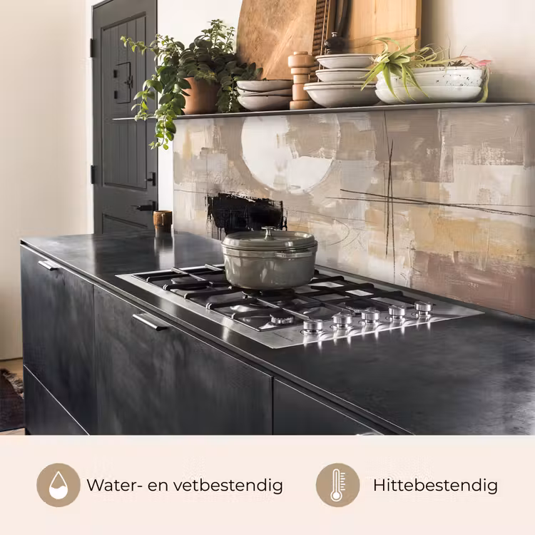 Abstract - Cirkel - Modern - Beige - Zwart - Minimalistisch keuken achterwand 2 middel -usp_NL