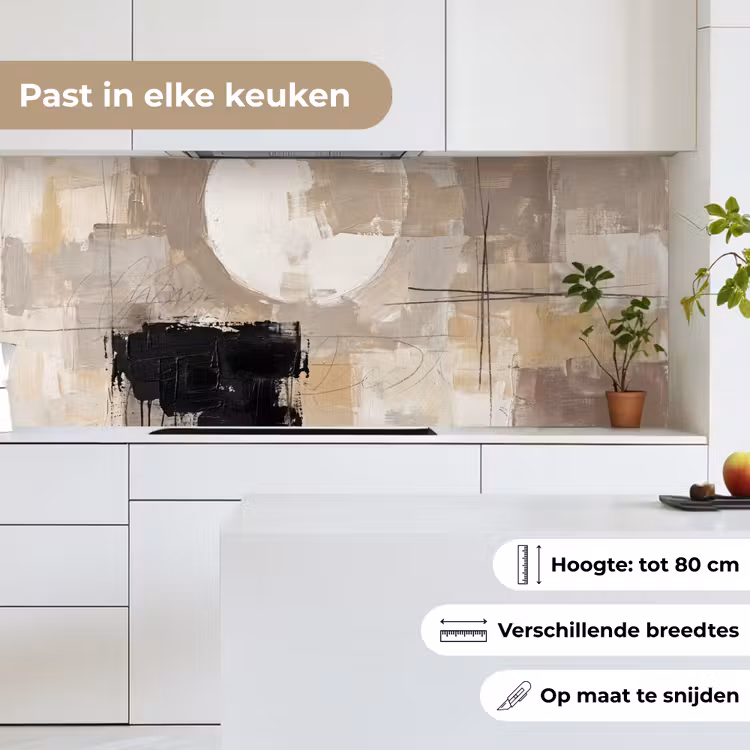 Abstract - Cirkel - Modern - Beige - Zwart - Minimalistisch keuken achterwand 2 middel -sfeer4_NL