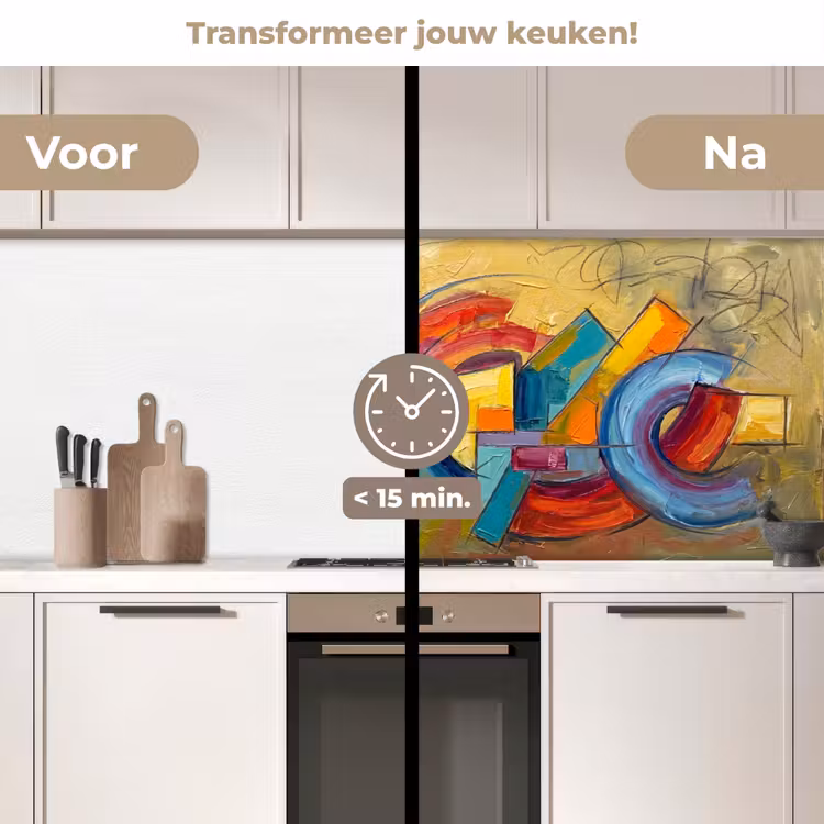 Abstract - Cirkels - Schilderij - Kleurrijk - Dynamisch keuken achterwand 2 middel -voor-na2_NL