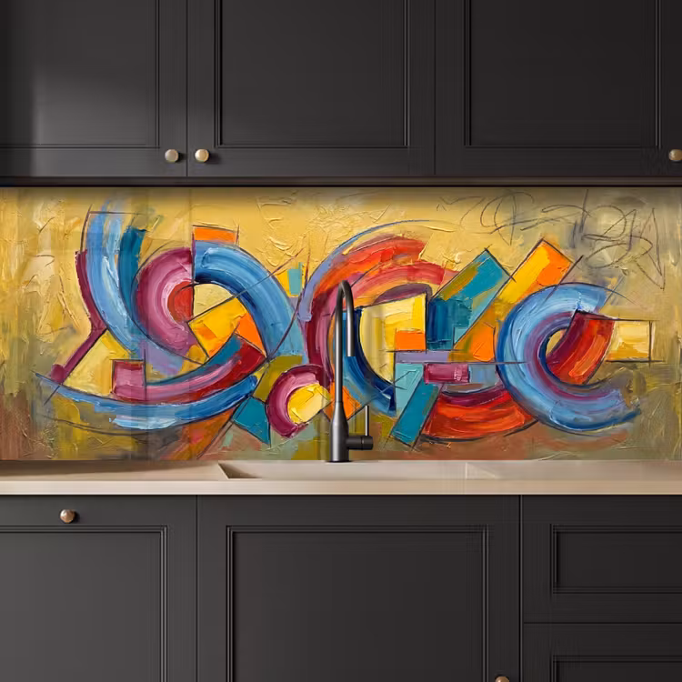 Abstract - Cirkels - Schilderij - Kleurrijk - Dynamisch keuken achterwand 2 middel -sfeer1