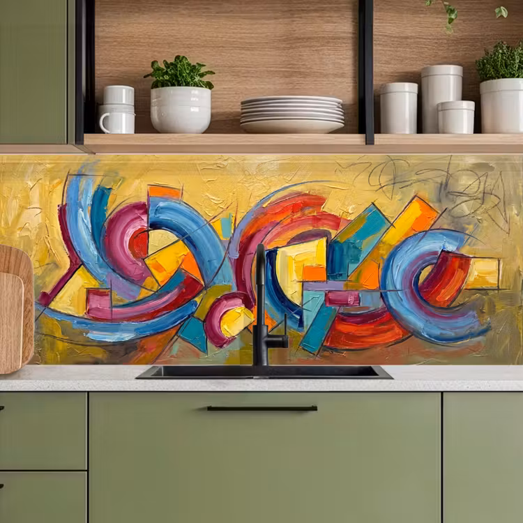 Abstract - Cirkels - Schilderij - Kleurrijk - Dynamisch keuken achterwand 2 middel -sfeer3