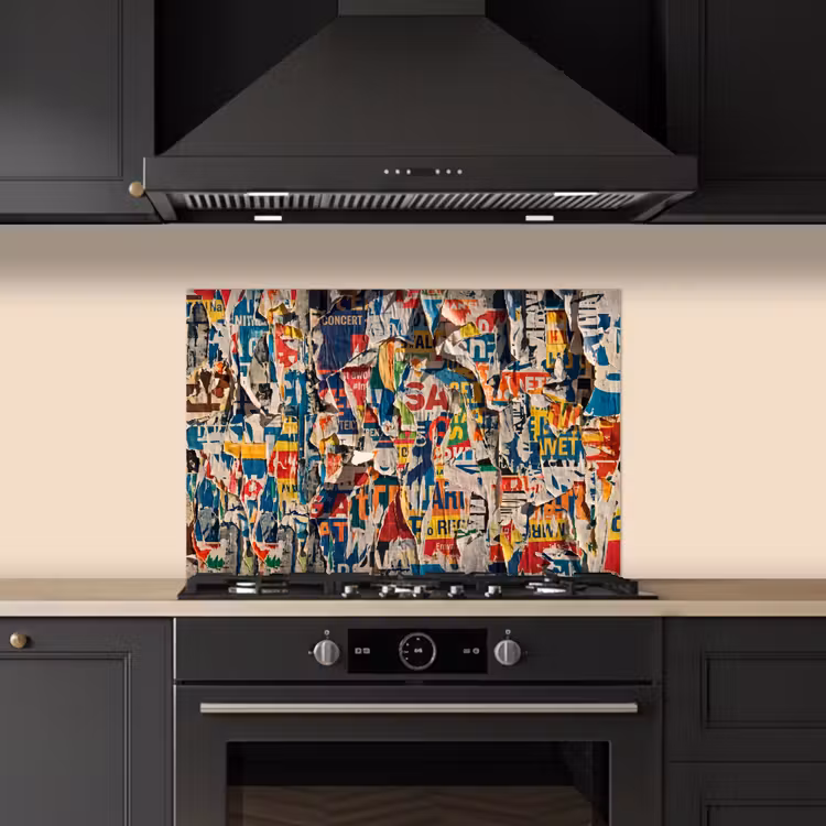 Abstract - Gelaagd papier - Urban - Modern - Kleurrijk keuken achterwand spatscherm klein -sfeer1