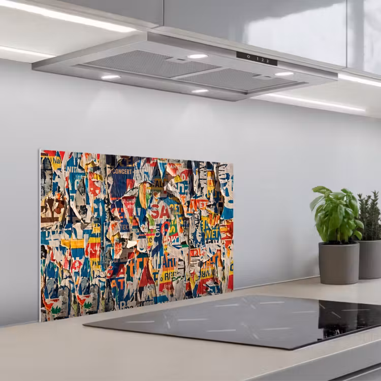 Abstract - Gelaagd papier - Urban - Modern - Kleurrijk keuken achterwand spatscherm klein -3d_schuin