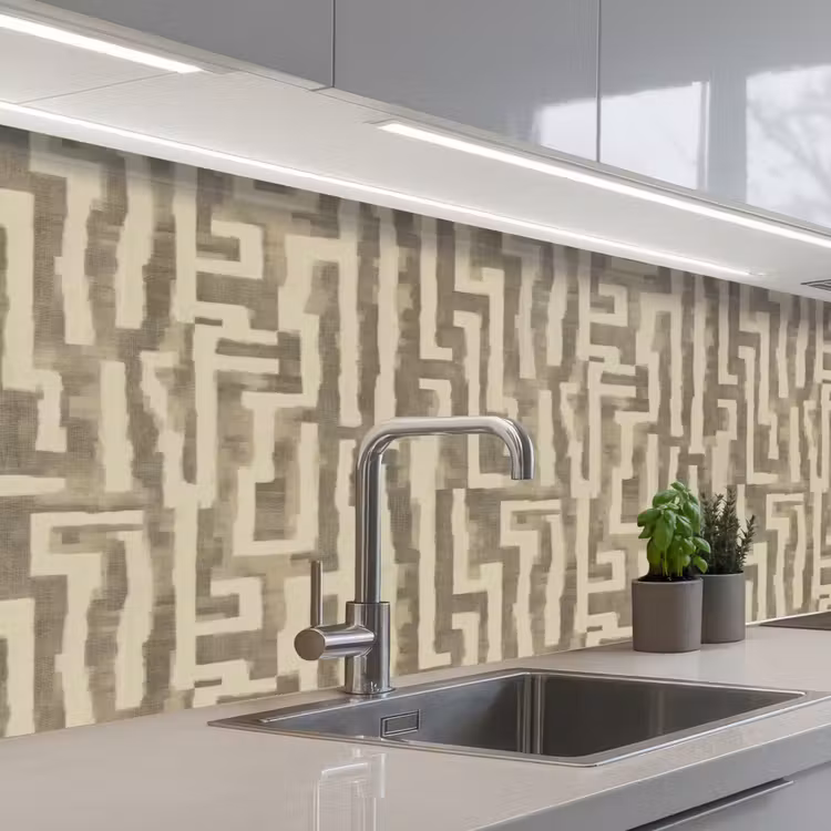 Abstract - Geometrisch - Groen keuken achterwand 2 middel 871 -3d_schuin