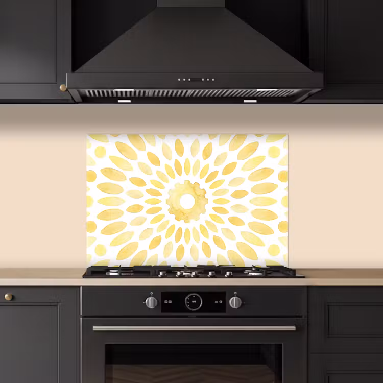 Abstract - Geometrisch - Stralend - Geel keuken achterwand spatscherm klein -sfeer1