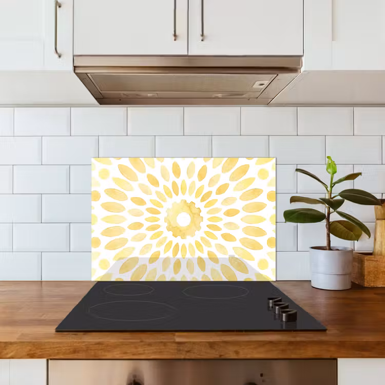 Abstract - Geometrisch - Stralend - Geel keuken achterwand spatscherm klein -sfeer2