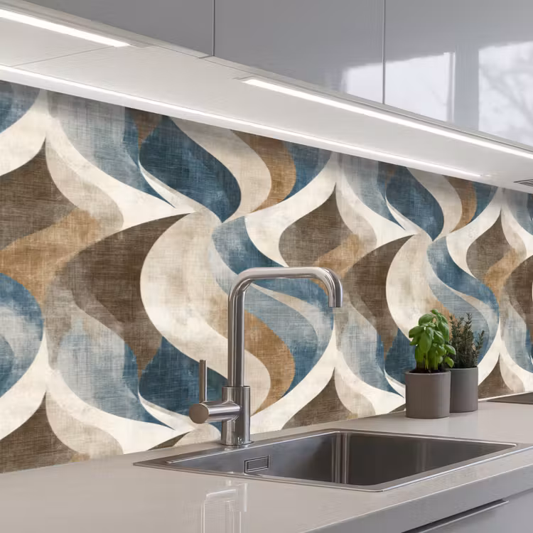 Abstract - Golven - Kleurrijk keuken achterwand 2 middel 871 -3d_schuin