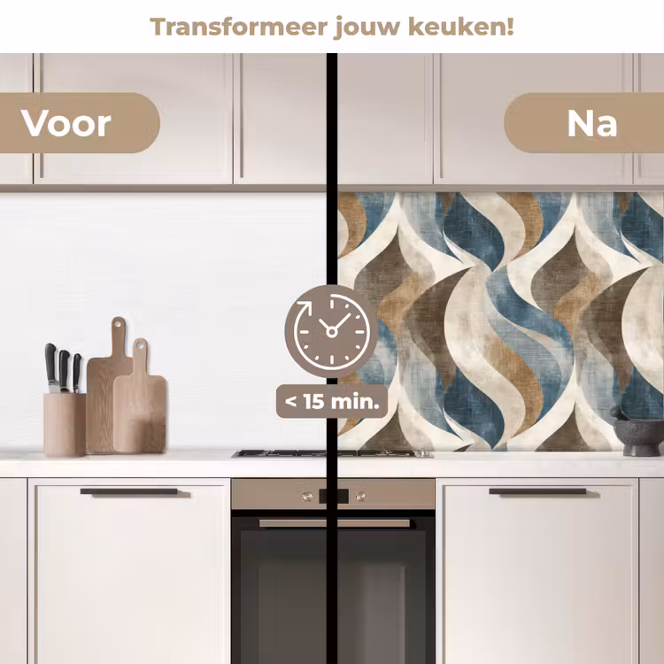Abstract - Golven - Kleurrijk keuken achterwand 2 middel 871 -voor-na2_NL