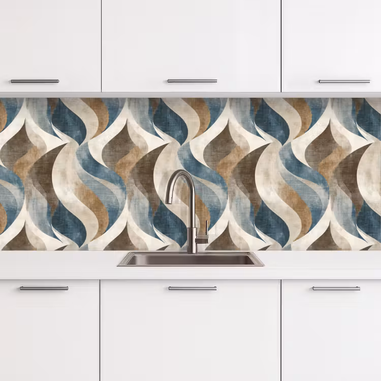 Abstract - Golven - Kleurrijk keuken achterwand 2 middel 871 -3d