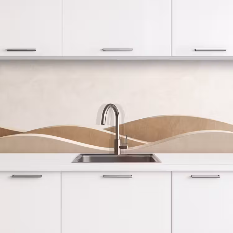 Abstract - Golven - Modern - Beige keuken achterwand 2 middel -3d