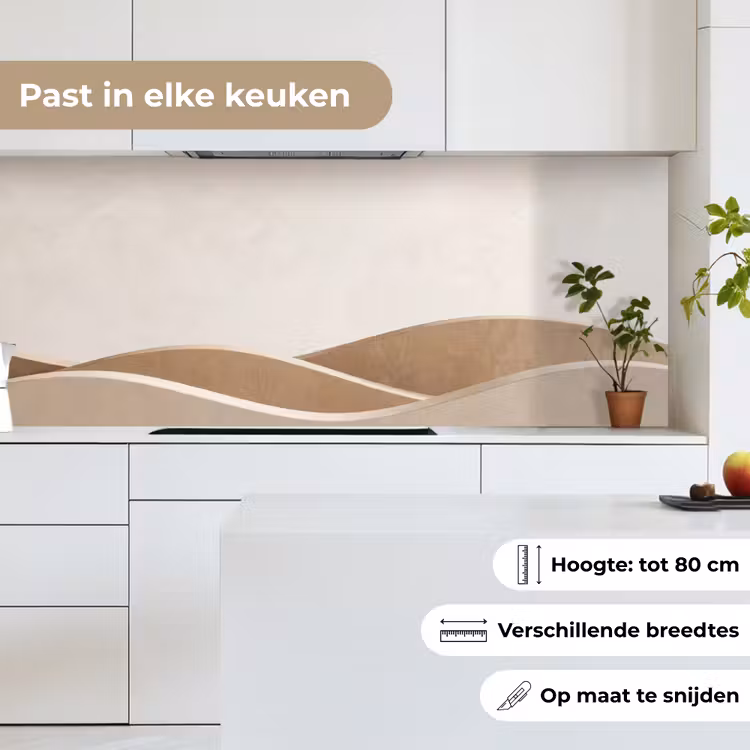Abstract - Golven - Modern - Beige keuken achterwand 2 middel -sfeer4_NL