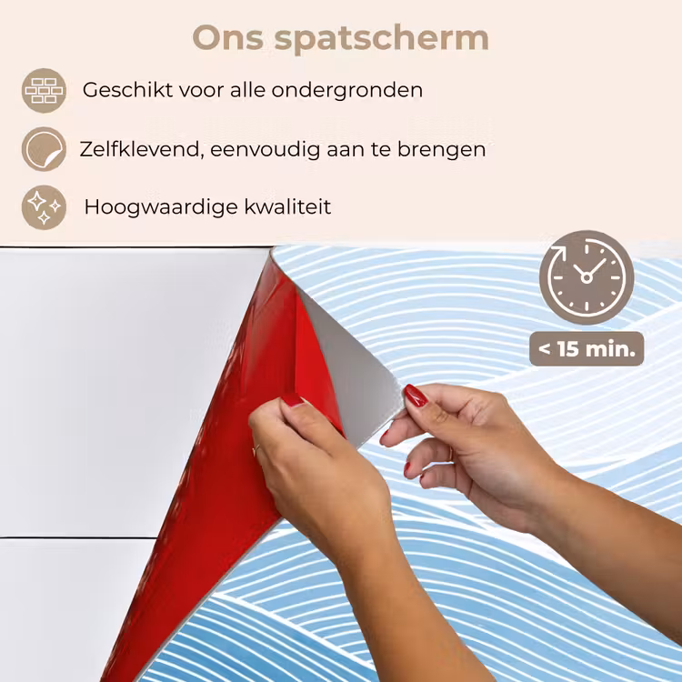 Abstract - Golven - Patroon - Blauw - Modern keuken achterwand spatscherm klein -spatscherm_NL