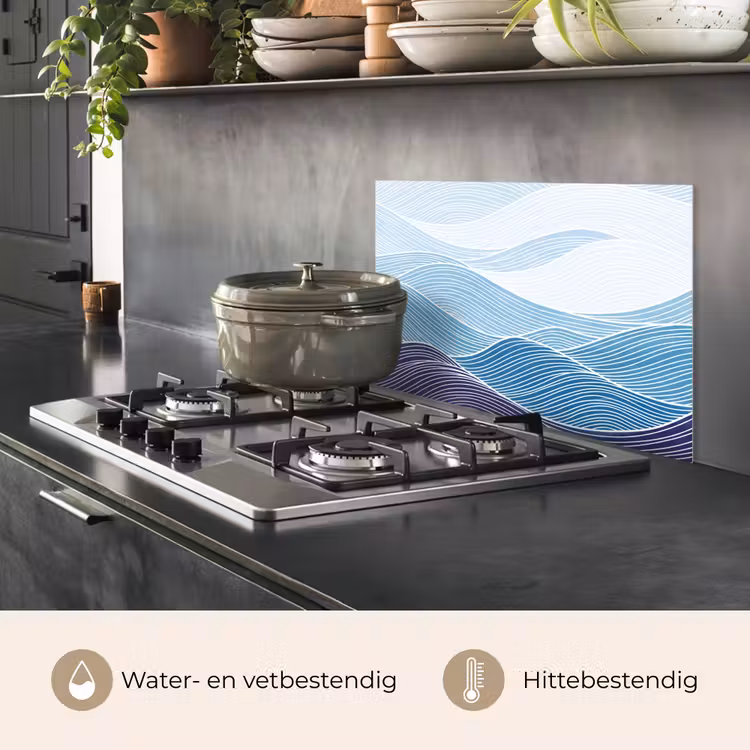 Abstract - Golven - Patroon - Blauw - Modern keuken achterwand spatscherm klein -usp_NL