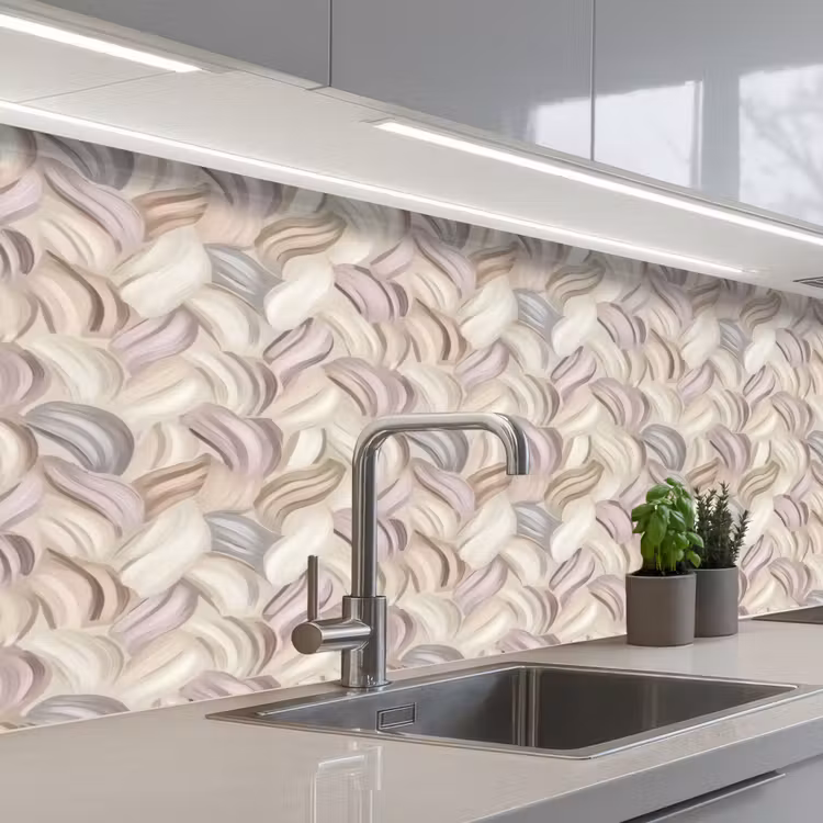 Abstract - Golvend - Pastel keuken achterwand 2 middel 871 -3d_schuin