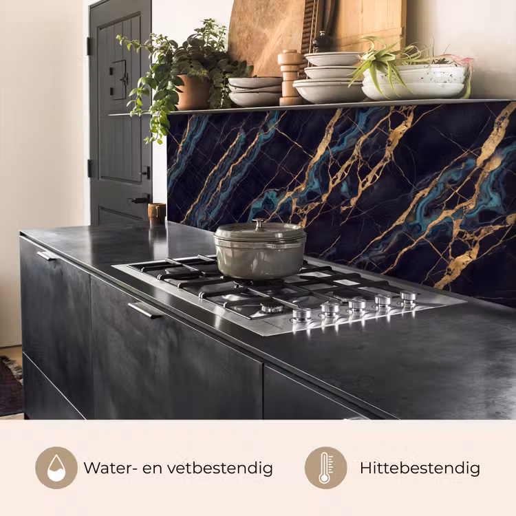 Abstract - Gouden lijnen - Kunst - Modern - Zwart keuken achterwand 2 middel -usp_NL