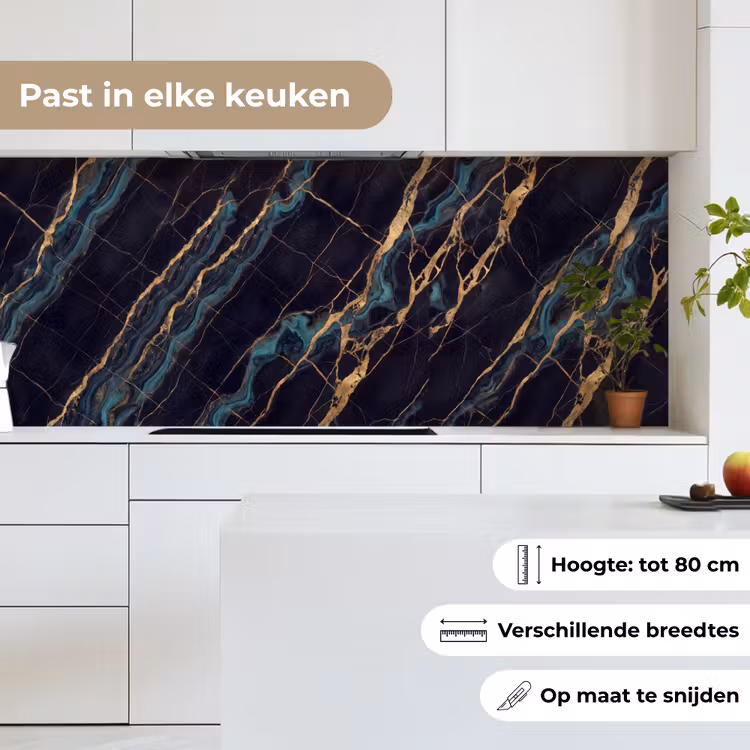 Abstract - Gouden lijnen - Kunst - Modern - Zwart keuken achterwand 2 middel -sfeer4_NL