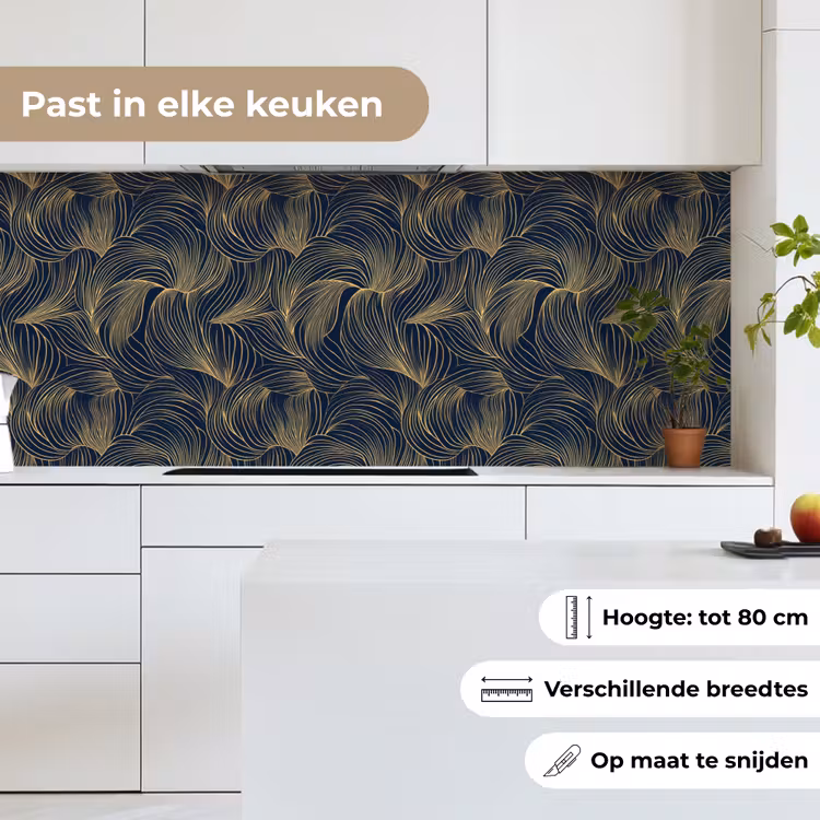 Abstract - Lijnen - Blauw - Goud keuken achterwand 2 middel 871 -sfeer4_NL