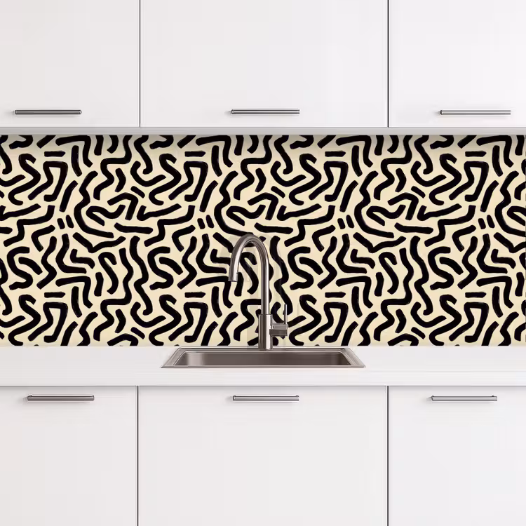 Abstract - Lijnen - Zwart keuken achterwand 2 middel 871 -3d