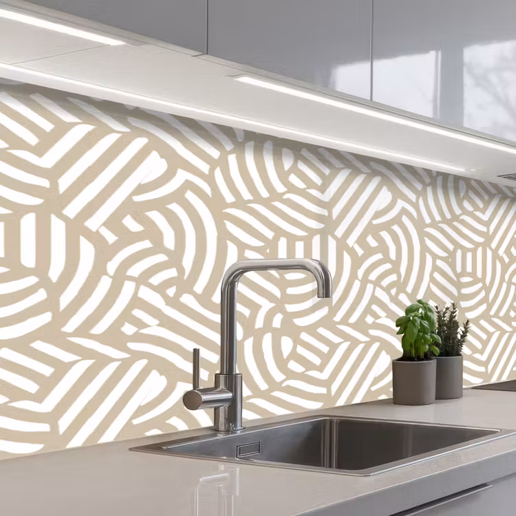 Abstract - Modern - Beige keuken achterwand 2 middel 871 -3d_schuin