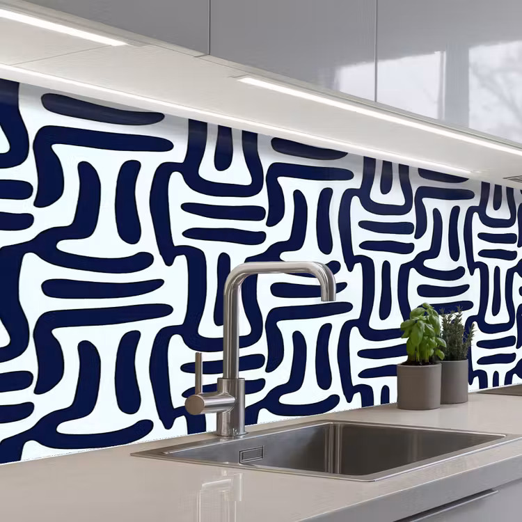 Abstract - Modern - Blauw keuken achterwand 2 middel 871 -3d_schuin