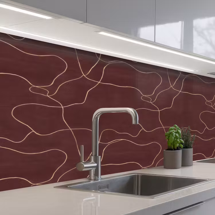 Abstract - Modern - Bruin keuken achterwand 2 middel 871 -3d_schuin