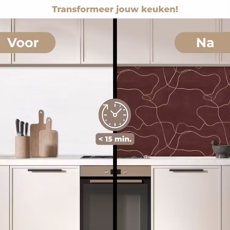 Abstract - Modern - Bruin keuken achterwand 2 middel 871 -voor-na2_NL