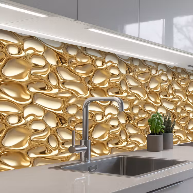 Abstract - Modern - Goud keuken achterwand 2 middel 871 -3d_schuin