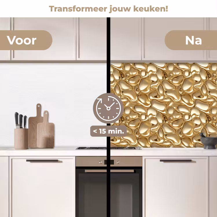 Abstract - Modern - Goud keuken achterwand 2 middel 871 -voor-na2_NL