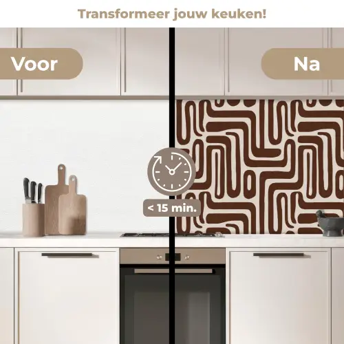 Abstract - Patroon - Bruin keuken achterwand 2 middel 871 -voor-na2_NL