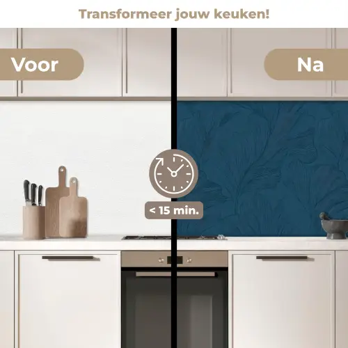 Abstract - Patroon - Donkerblauw - Elegant keuken achterwand 2 middel 871 -voor-na2_NL