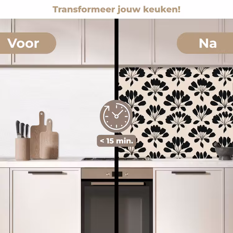 Abstract - Patroon - Zwart keuken achterwand 2 middel 871 -voor-na2_NL