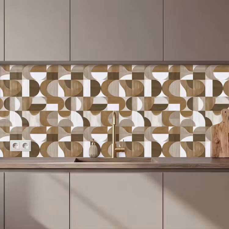 Abstract - Retro - Bruin keuken achterwand 2 middel 871 zz_3dshopping