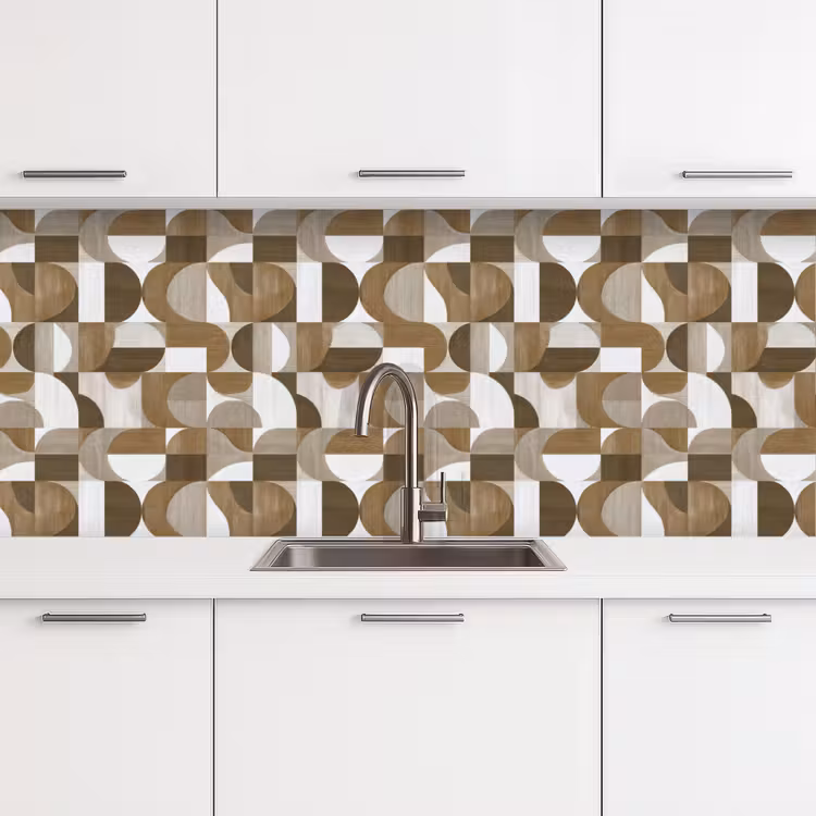Abstract - Retro - Bruin keuken achterwand 2 middel 871 -3d