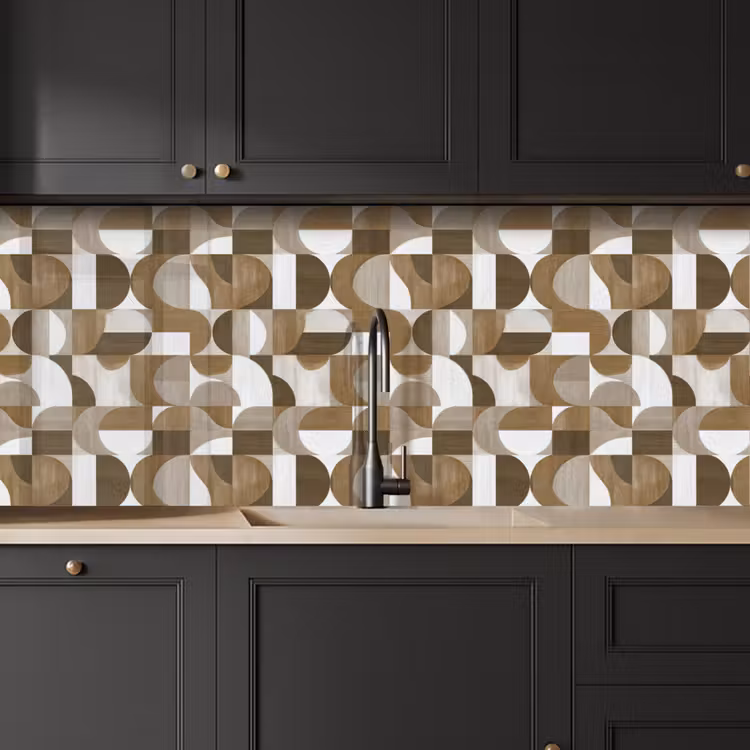 Abstract - Retro - Bruin keuken achterwand 2 middel 871 -sfeer1
