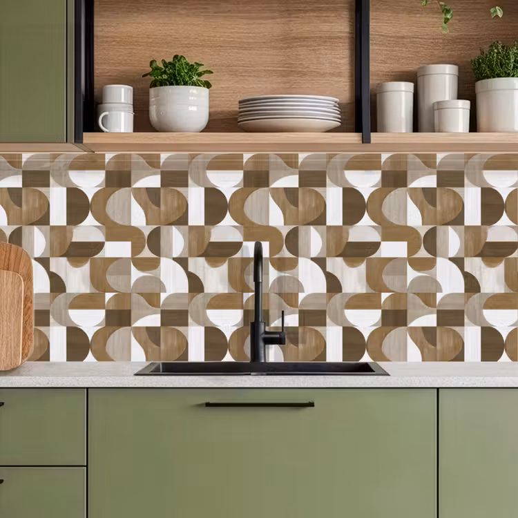 Abstract - Retro - Bruin keuken achterwand 2 middel 871 -sfeer3