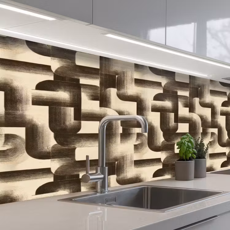 Abstract - Retro - Zwart keuken achterwand 2 middel 871 -3d_schuin