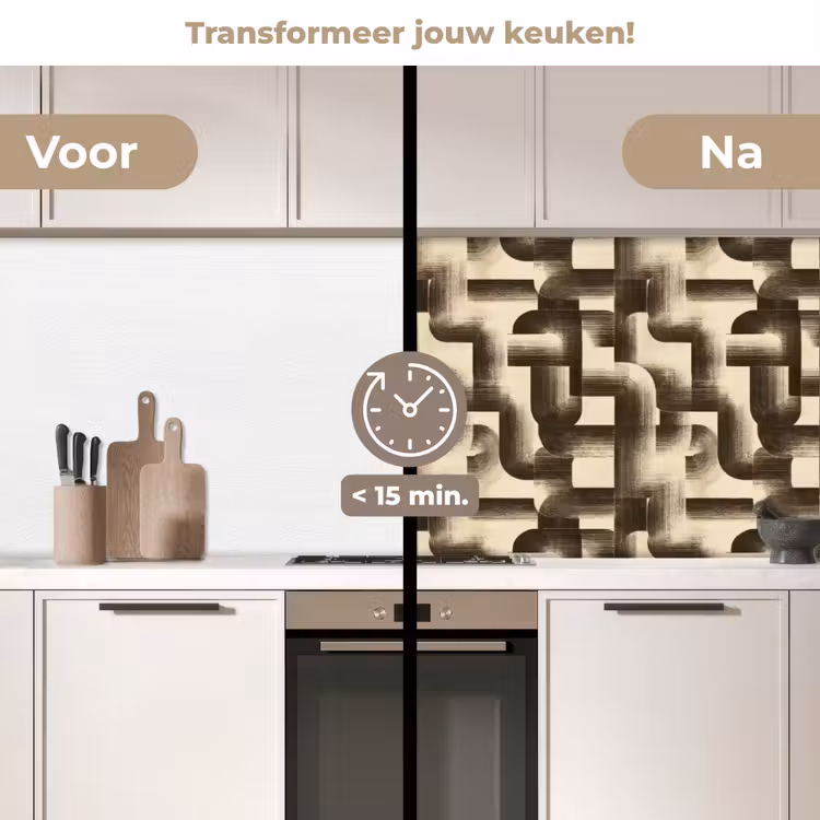 Abstract - Retro - Zwart keuken achterwand 2 middel 871 -voor-na2_NL