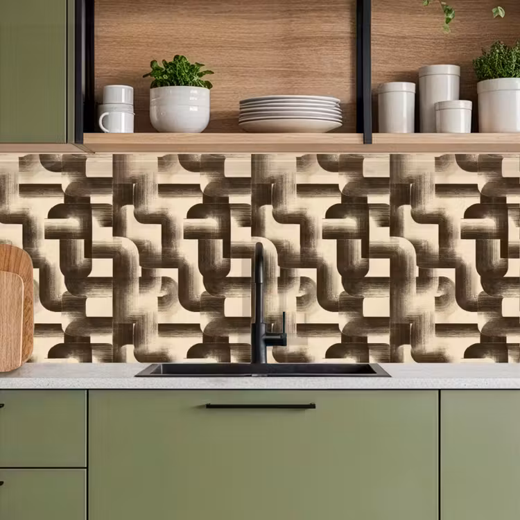 Abstract - Retro - Zwart keuken achterwand 2 middel 871 -sfeer3