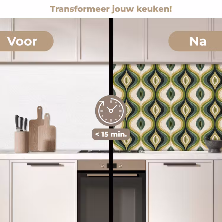 Abstract - Ritmisch - Groen keuken achterwand 2 middel 871 -voor-na2_NL