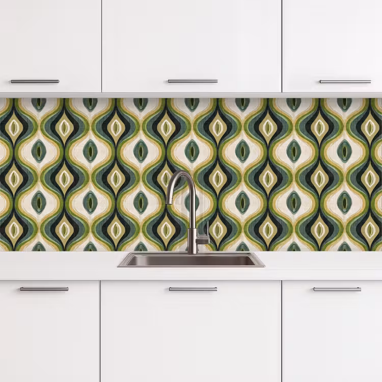 Abstract - Ritmisch - Groen keuken achterwand 2 middel 871 -3d