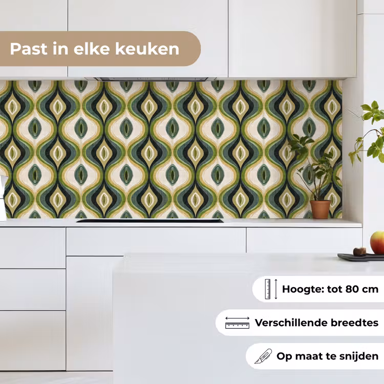 Abstract - Ritmisch - Groen keuken achterwand 2 middel 871 -sfeer4_NL