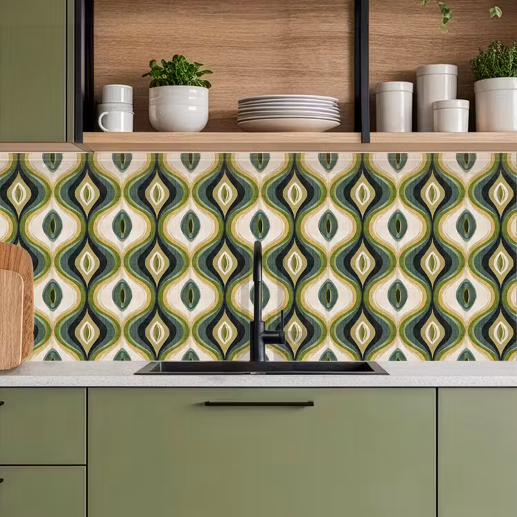 Abstract - Ritmisch - Groen keuken achterwand 2 middel 871 -sfeer3