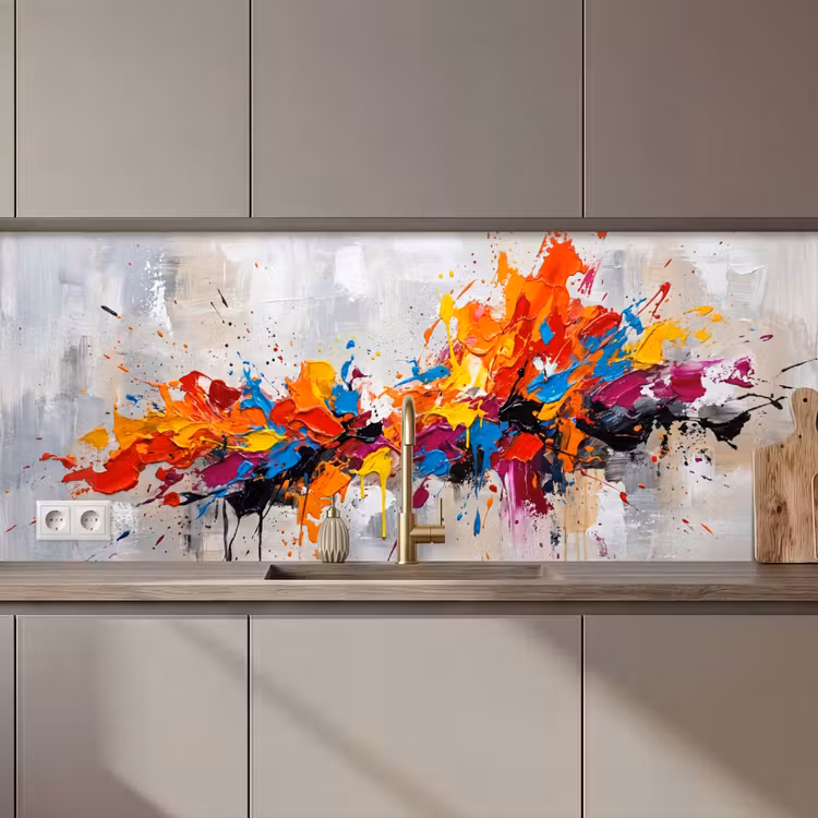 Abstract - Schilderij - Kleurrijk - Dynamisch keuken achterwand 2 middel zz_3dshopping