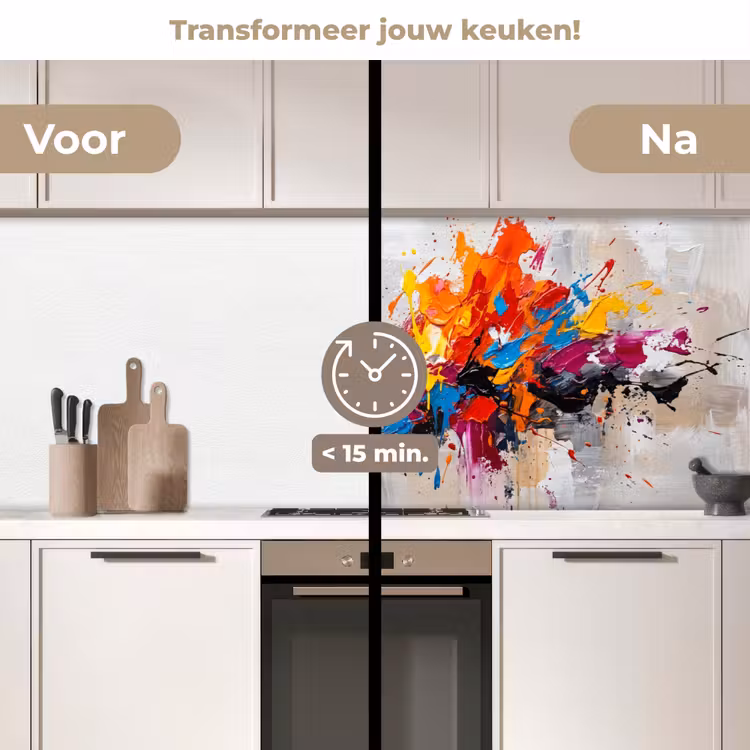Abstract - Schilderij - Kleurrijk - Dynamisch keuken achterwand 2 middel -voor-na2_NL