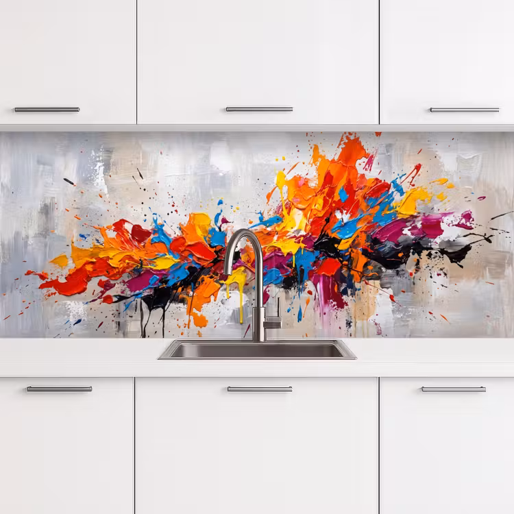 Abstract - Schilderij - Kleurrijk - Dynamisch keuken achterwand 2 middel -3d